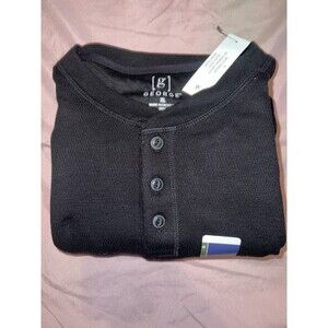 George & Sons Black Henley XL